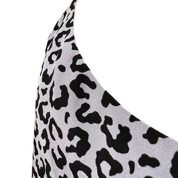 TIBI Gray & Lavender & Black Leopard Print Small Spaghetti Strap Silk Mini Dress - Picture 4 of 12